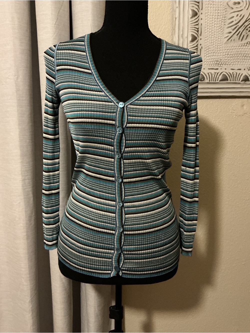 Dolce & Gabbana Vintage Striped V-Neck Button Cardigan